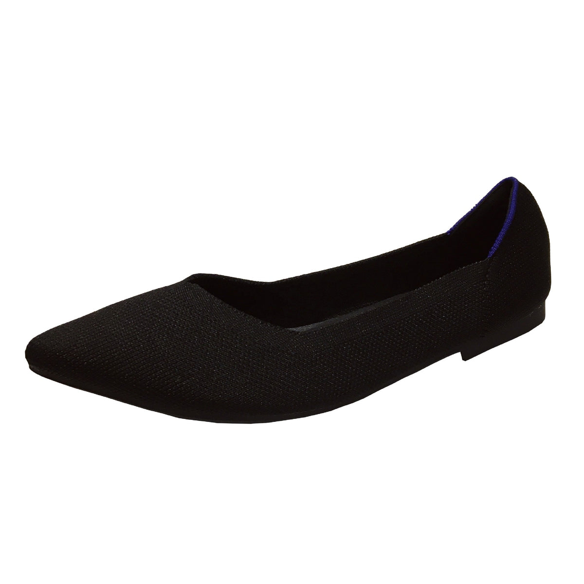 Foldable V-Cut Pointed Toe Knit Flats