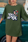 Firework Graphic Oversized Cotton Tee - Olive