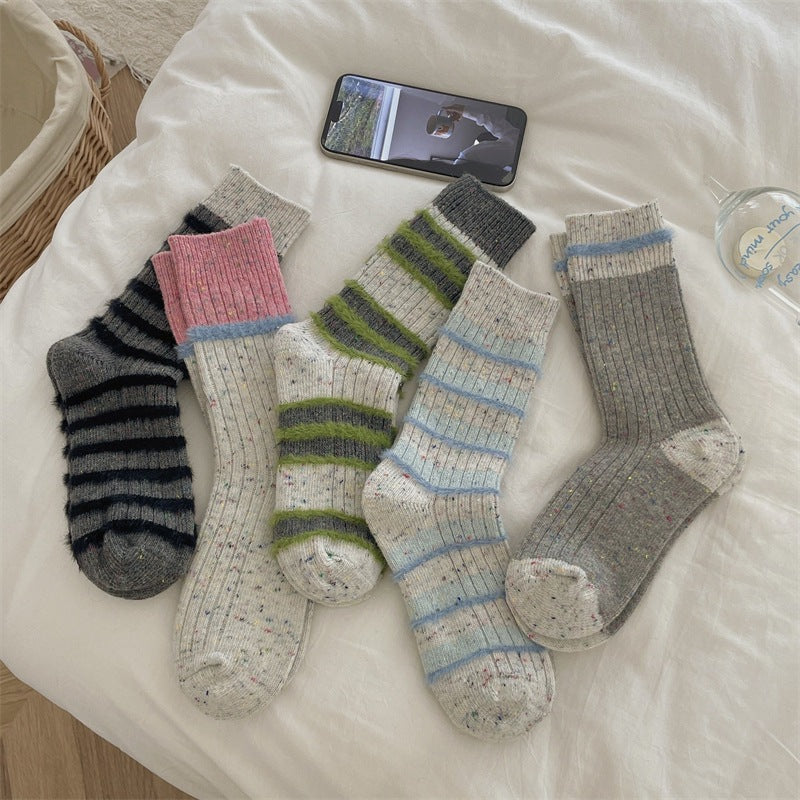 Speckled Stripe Cosy Crew Socks