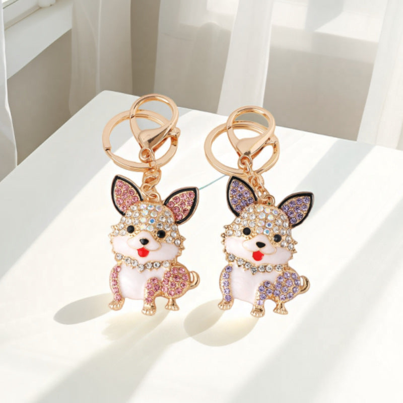 Rhinestone Puppy Charm Bag Pendant