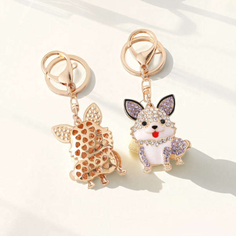 Rhinestone Puppy Charm Bag Pendant - view 1