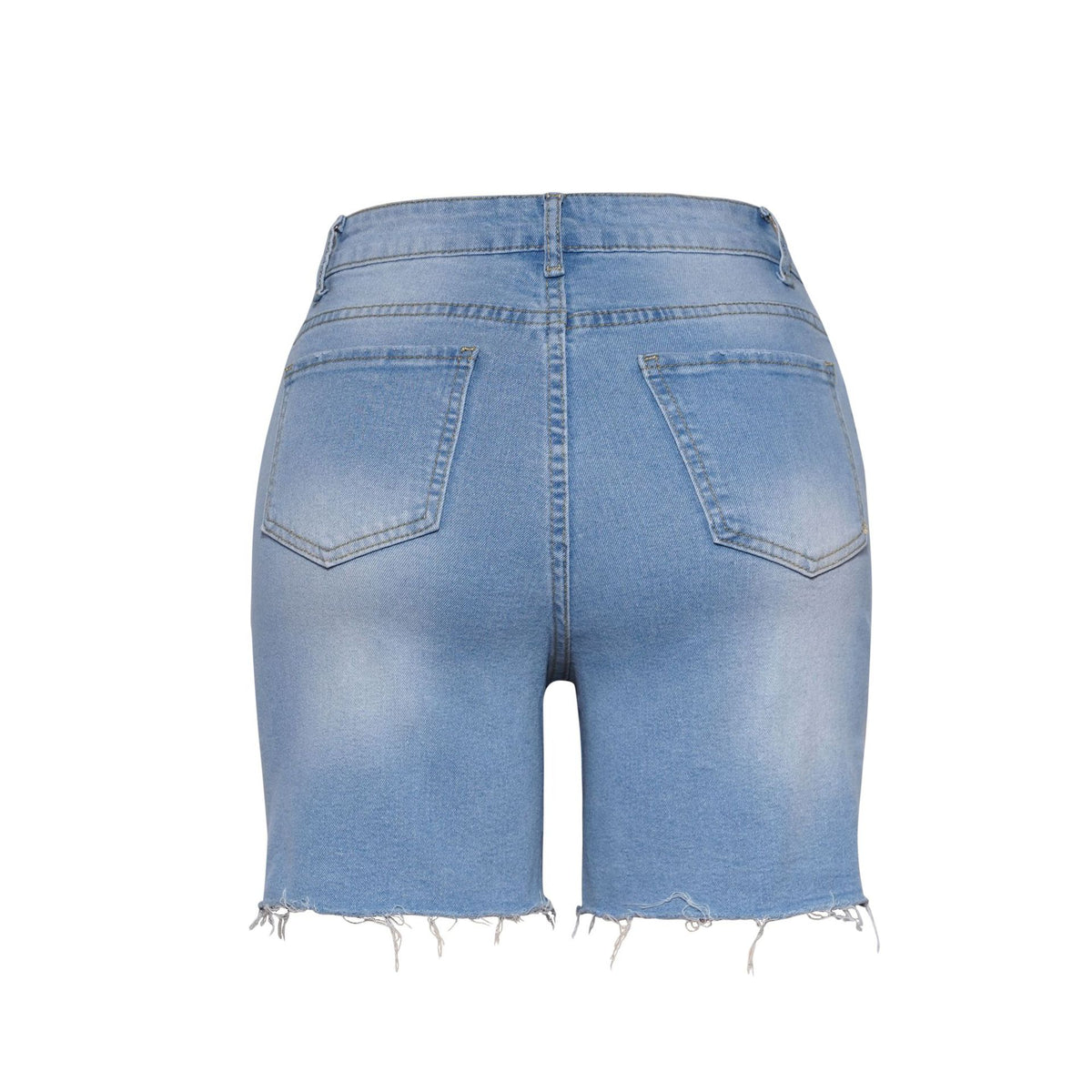 High Waist Ripped Raw Hem Denim Shorts - view 1