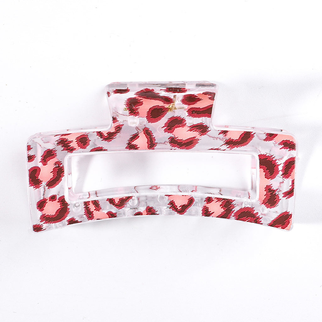 Valentine Print Rectangle Claw Clips And Scrunchies - Leopard