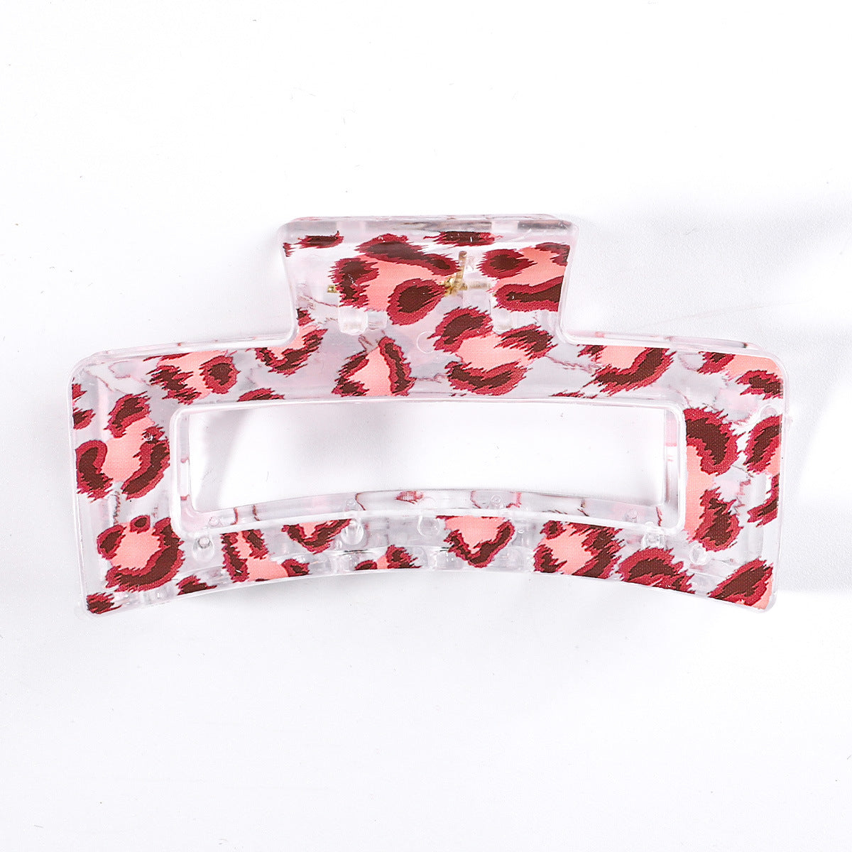 Valentine Print Rectangle Claw Clips And Scrunchies - Leopard