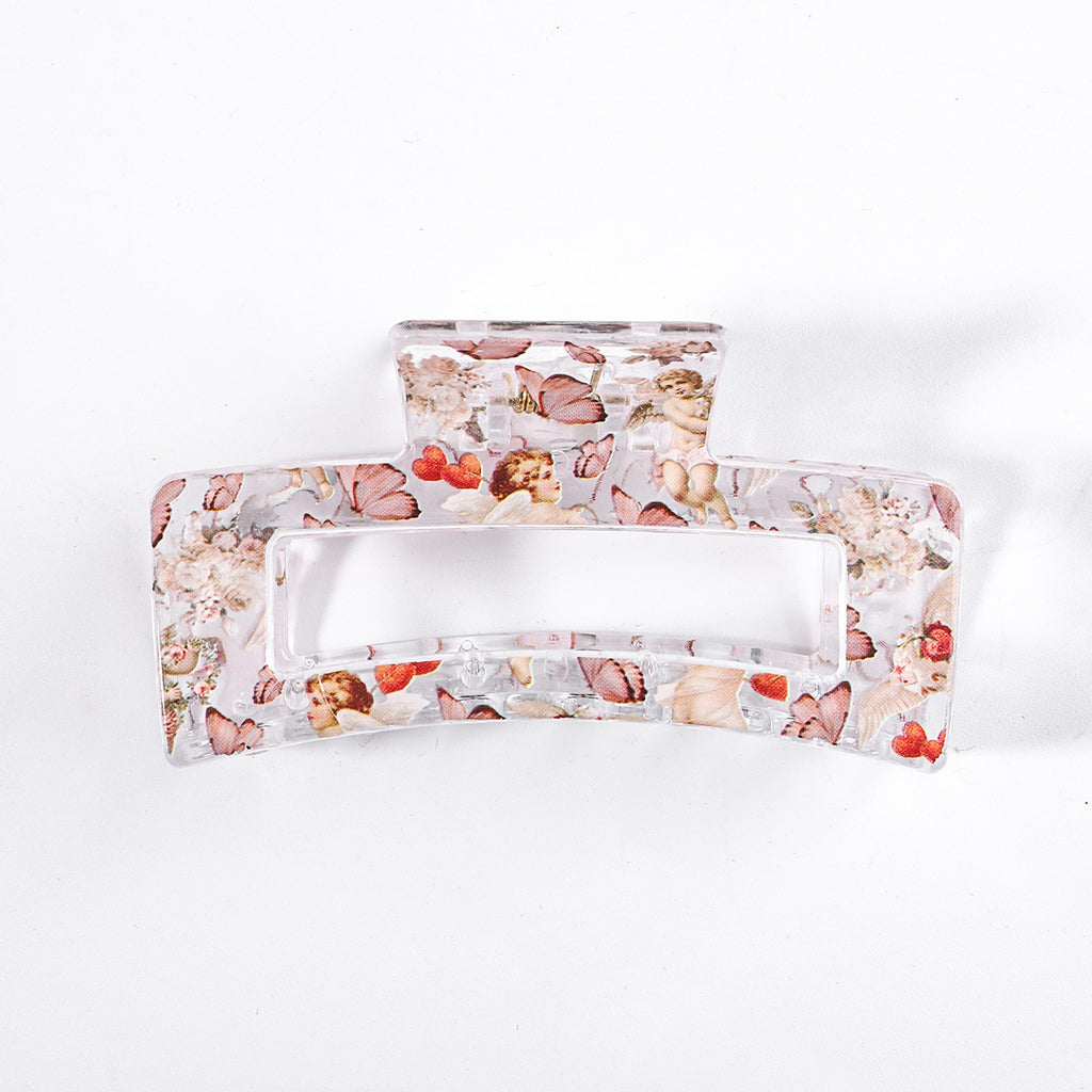 Valentine Print Rectangle Claw Clips And Scrunchies - butterfly