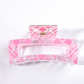 Valentine Print Rectangle Claw Clips And Scrunchies - checkered