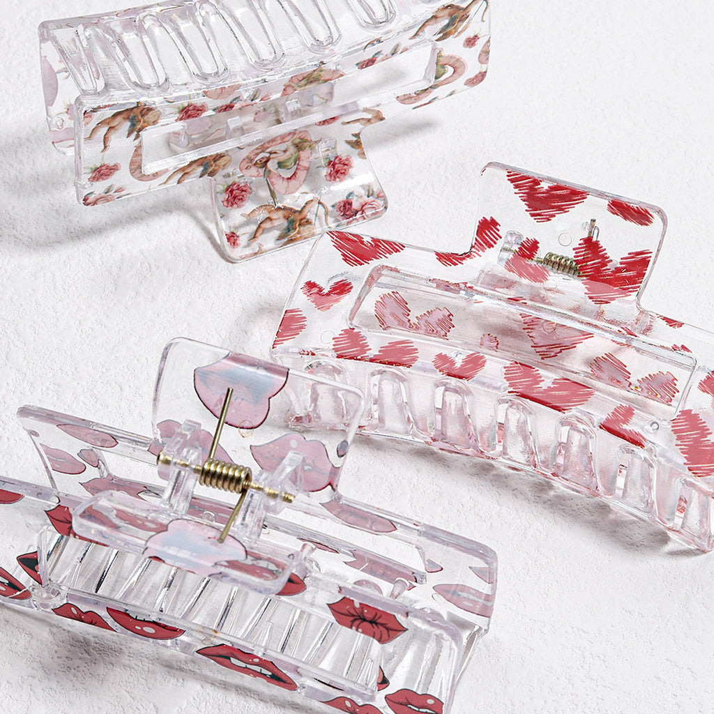 Valentine Print Rectangle Claw Clips And Scrunchies - view 4