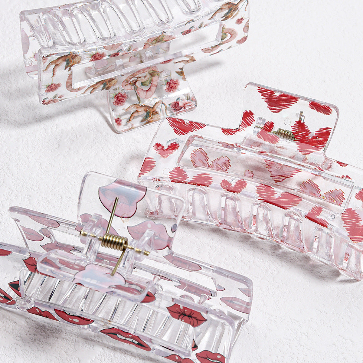 Valentine Print Rectangle Claw Clips And Scrunchies - view 4