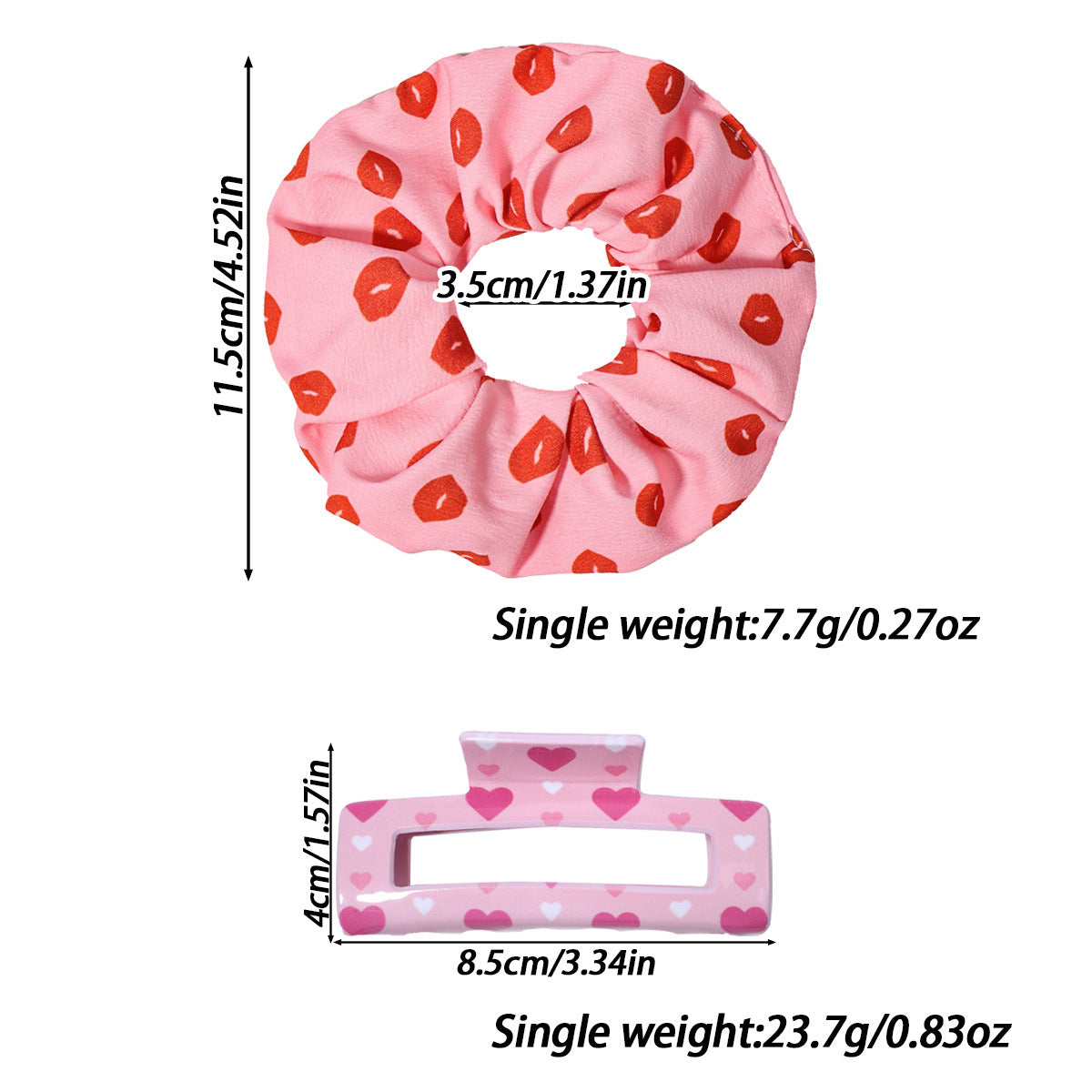 Valentine Print Rectangle Claw Clips And Scrunchies - view 5