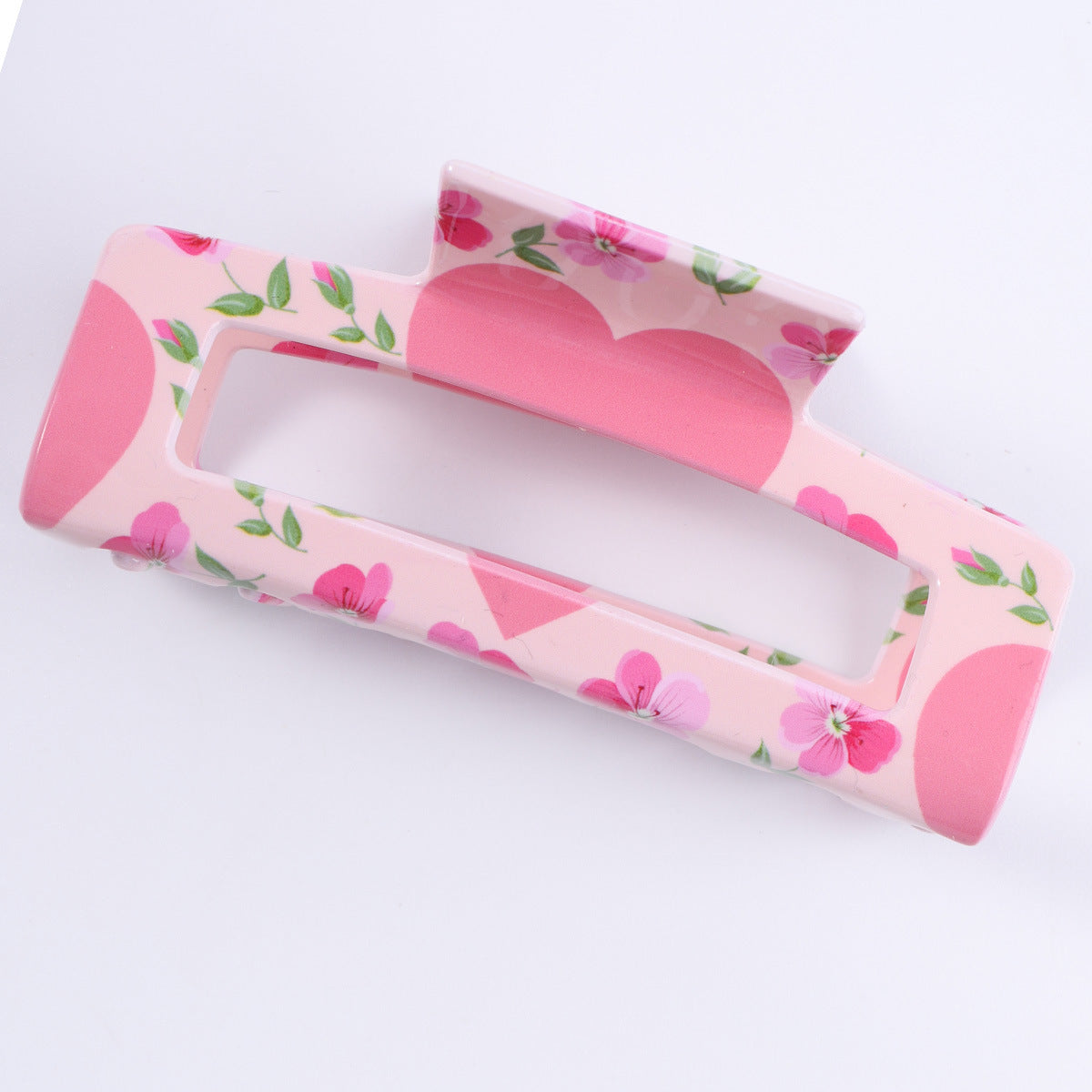 Valentine Print Rectangle Claw Clips And Scrunchies - lightpink