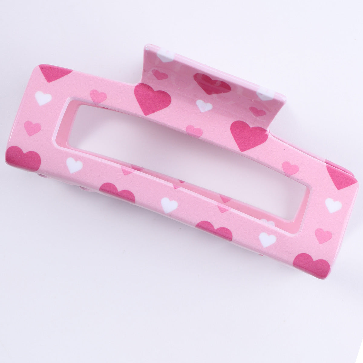 Valentine Print Rectangle Claw Clips And Scrunchies - pink