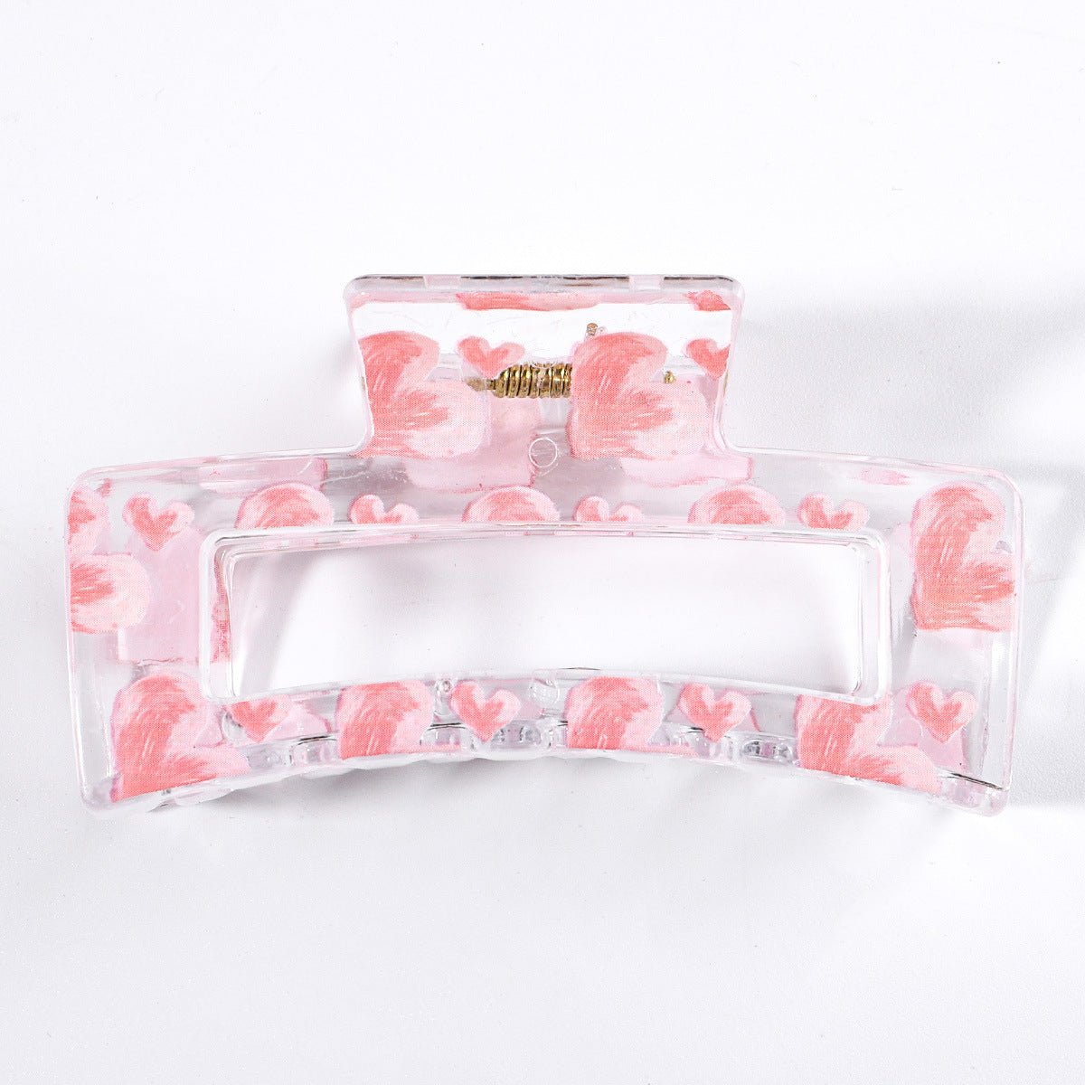 Valentine Print Rectangle Claw Clips And Scrunchies - pinklove