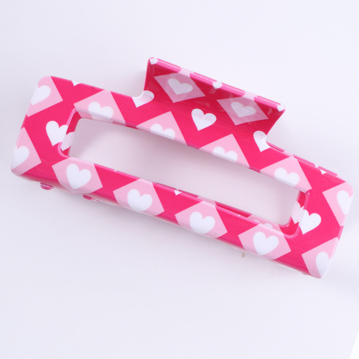 Valentine Print Rectangle Claw Clips And Scrunchies - rouge