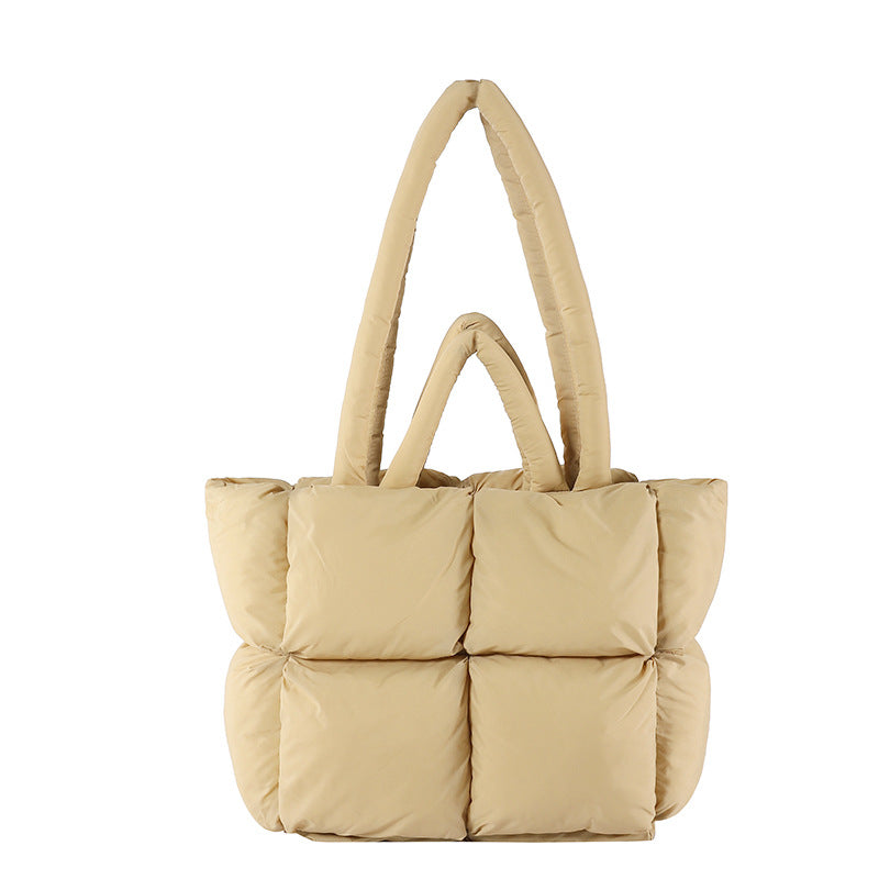 Puffy Quilted Nylon Shoulder Tote Bag - view 1