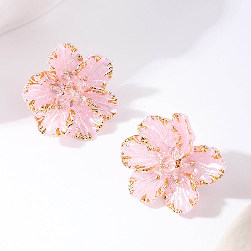 Translucent Blossom Post Studs in Candy Tones - Pink