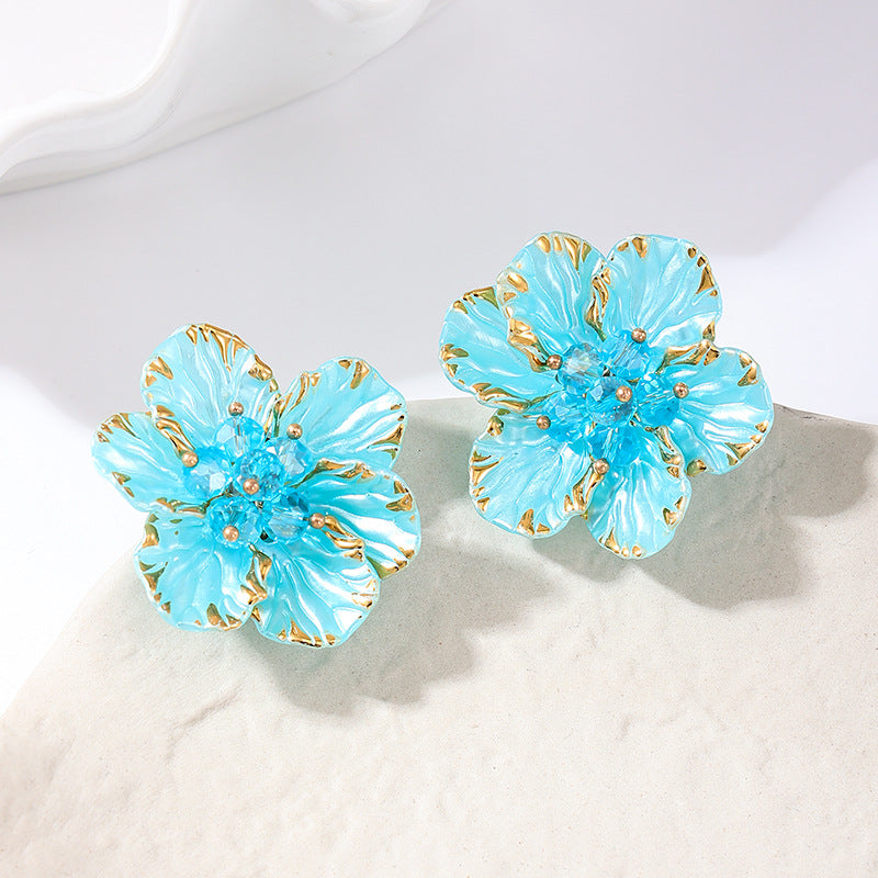 Translucent Blossom Post Studs in Candy Tones - Blue - 3