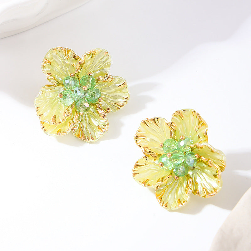 Translucent Blossom Post Studs in Candy Tones - Yellow