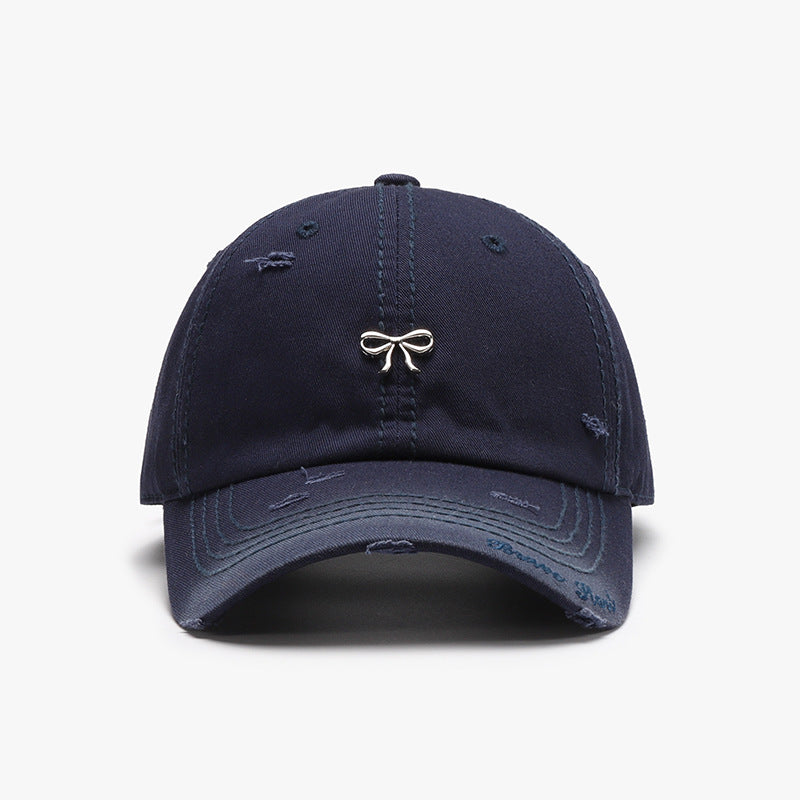 Distressed Bow Embroidered Baseball Cap - Color_1