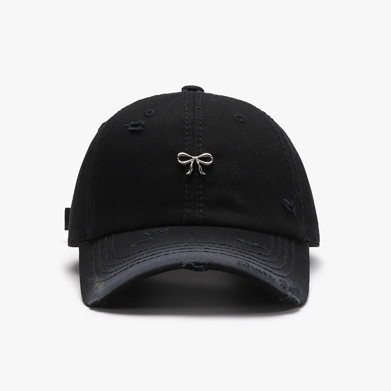 Distressed Bow Embroidered Baseball Cap - Color_2