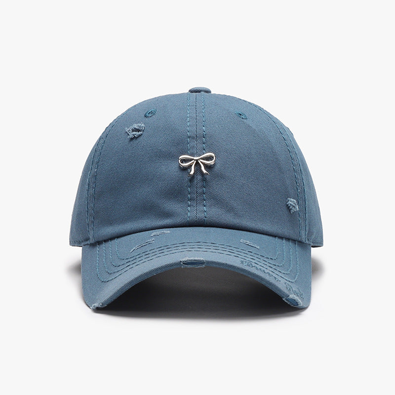Distressed Bow Embroidered Baseball Cap - Color_3