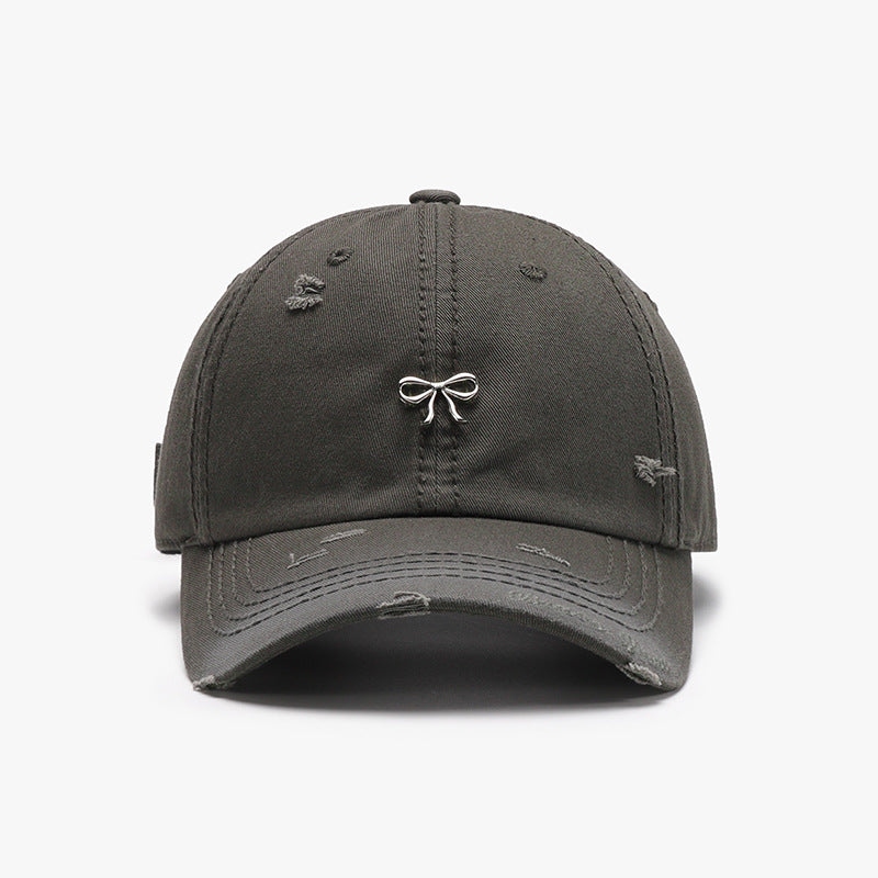 Distressed Bow Embroidered Baseball Cap - Color_4