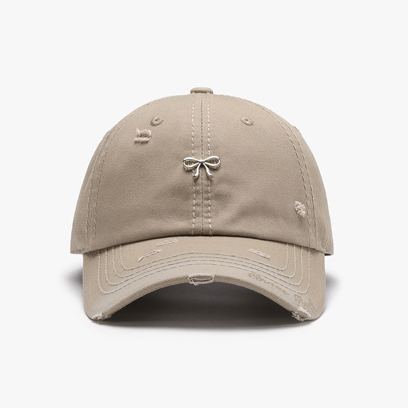 Distressed Bow Embroidered Baseball Cap - Color_5