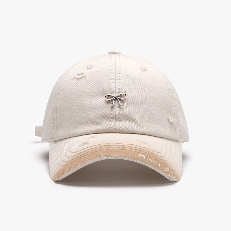 Distressed Bow Embroidered Baseball Cap - Color_6