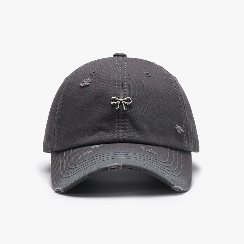 Distressed Bow Embroidered Baseball Cap - Color_7