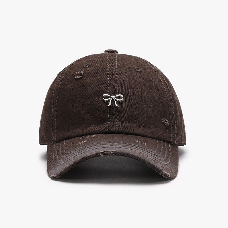Distressed Bow Embroidered Baseball Cap - Color_8