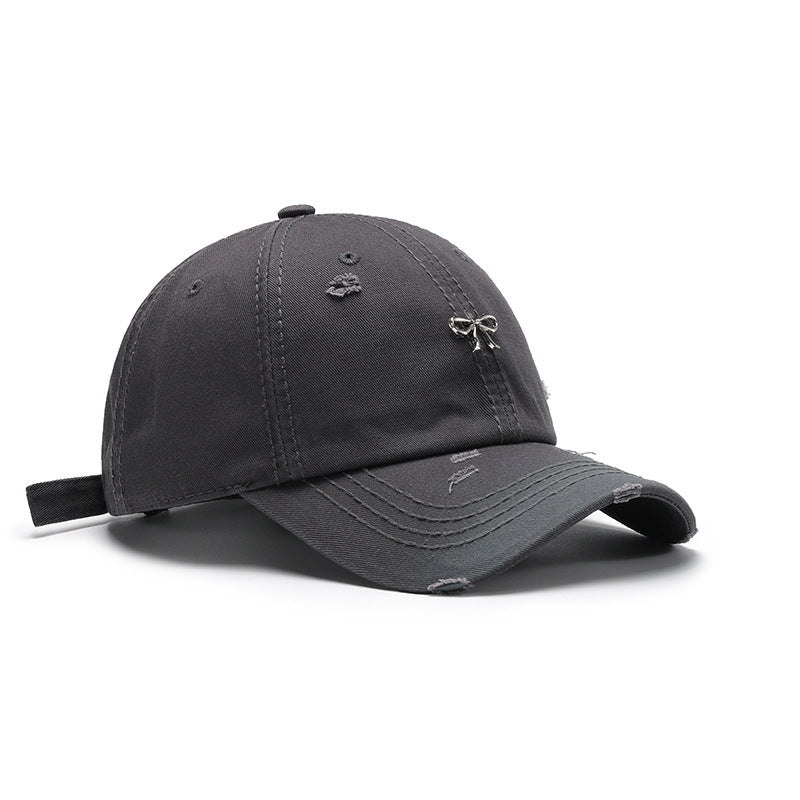 Distressed Bow Embroidered Baseball Cap - view 1