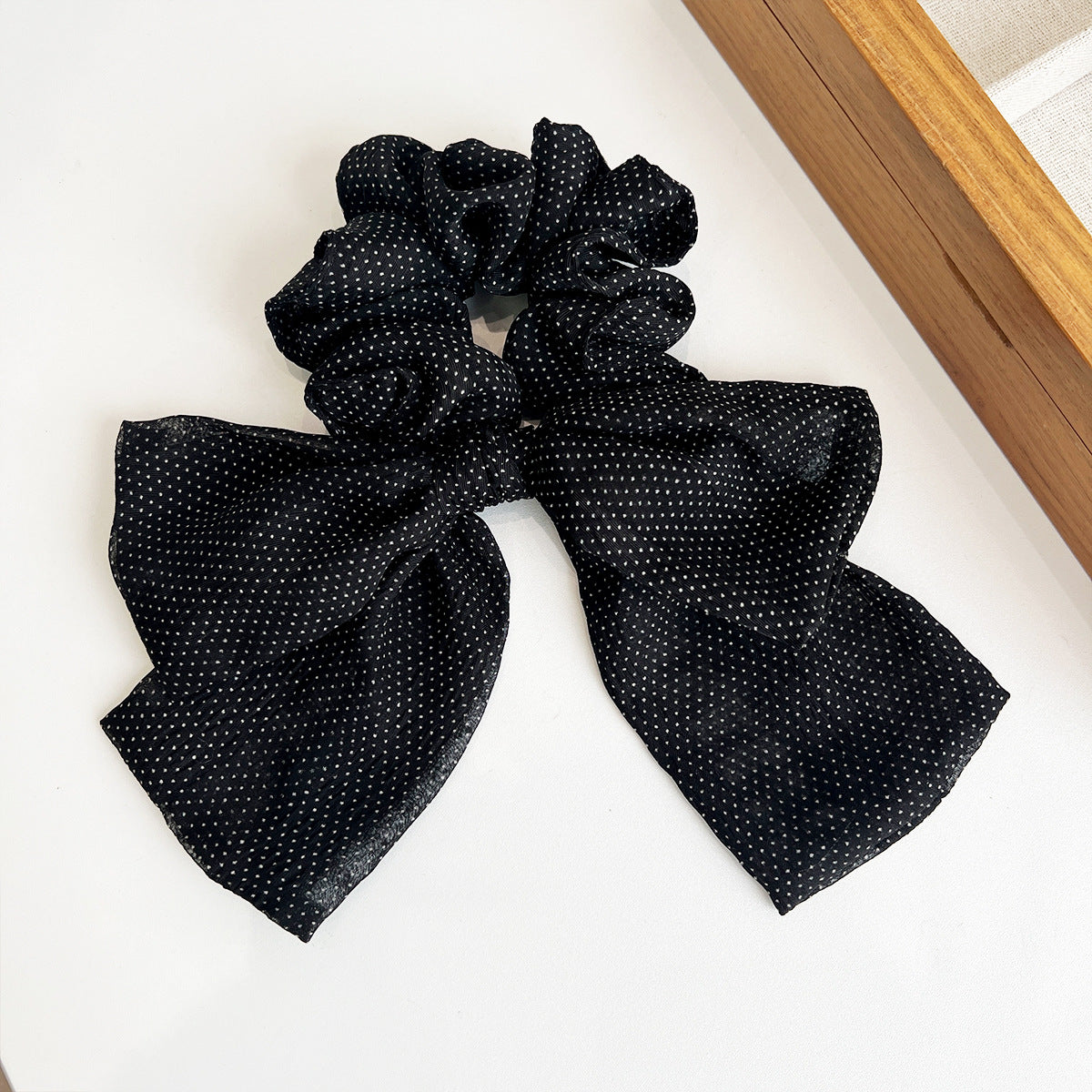 Long Tail Bow Scrunchie in Leopard and Dot Prints - C1