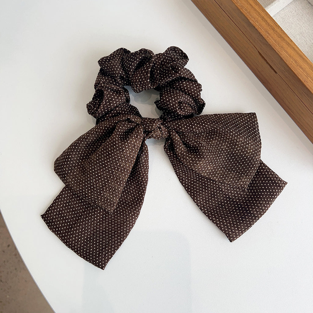 Long Tail Bow Scrunchie in Leopard and Dot Prints - C2