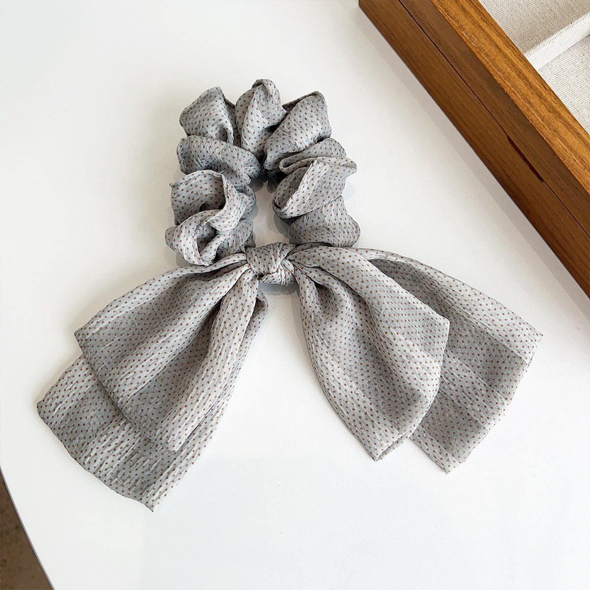 Long Tail Bow Scrunchie in Leopard and Dot Prints - C3