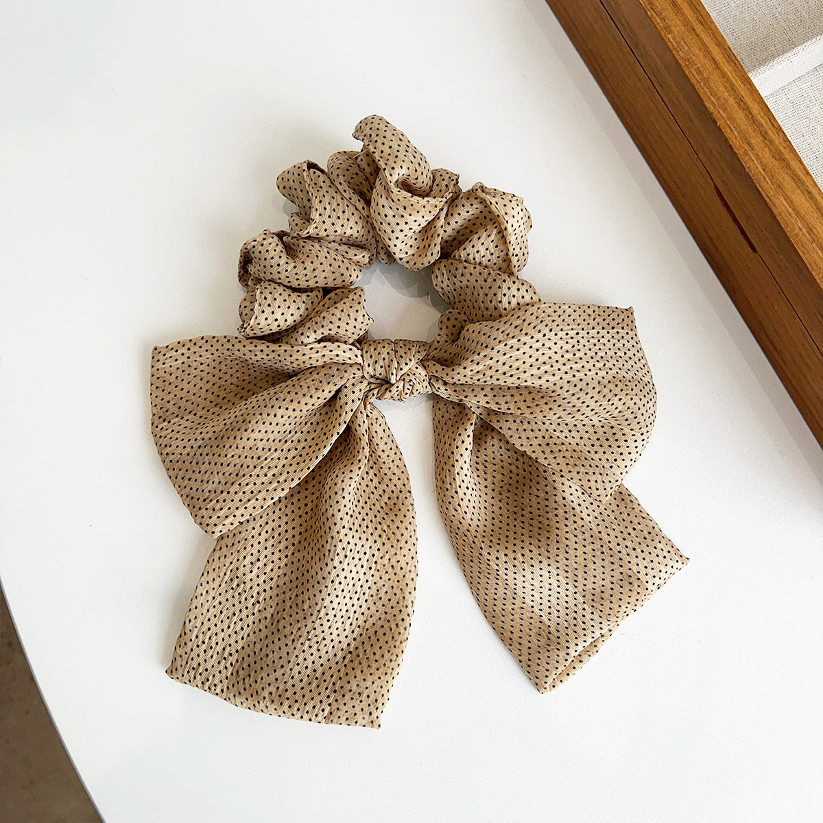 Long Tail Bow Scrunchie in Leopard and Dot Prints - C4