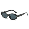 Rounded Oval Cat Eye Sunglasses - Black