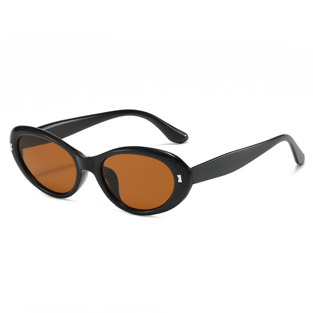Rounded Oval Cat Eye Sunglasses - Coffee