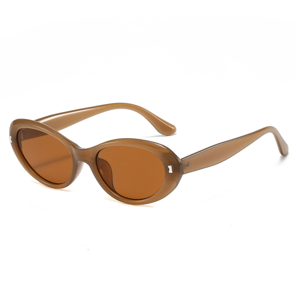 Rounded Oval Cat Eye Sunglasses - Tea