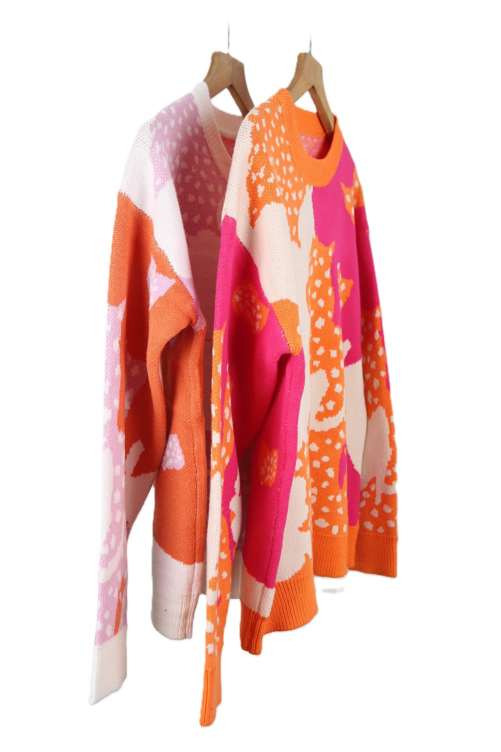 Abstract Patchwork Print Knit Sweater Relaxed Fit - Orange - 3