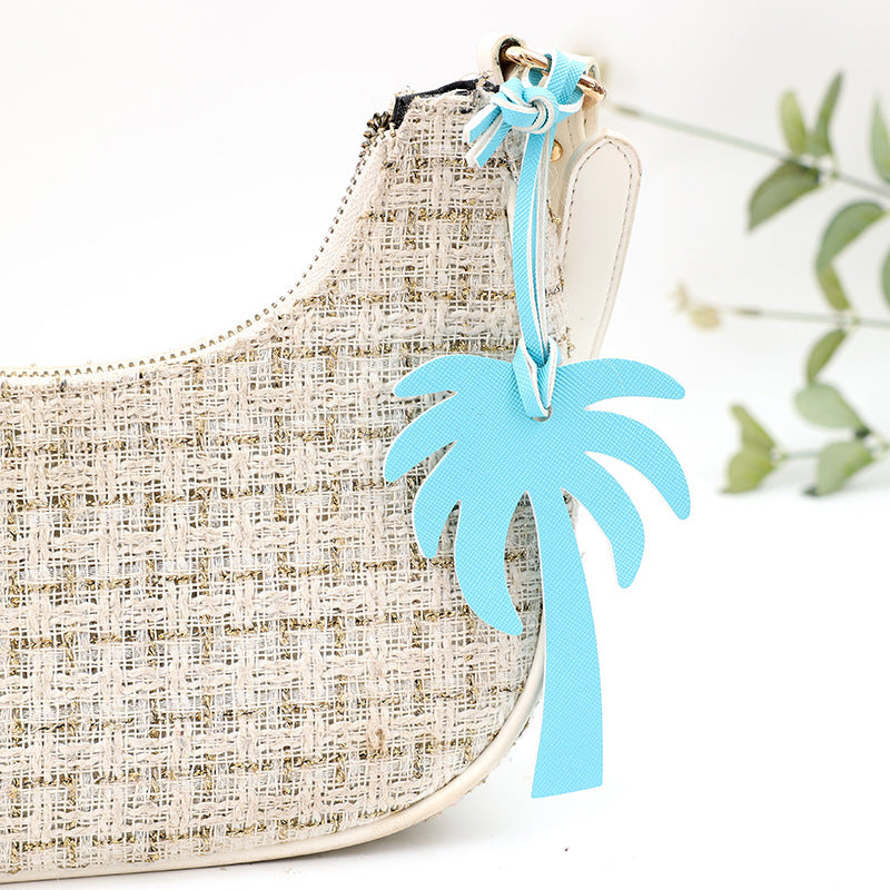 Tropical Palm Tree Keychain Bag Charm - Blue