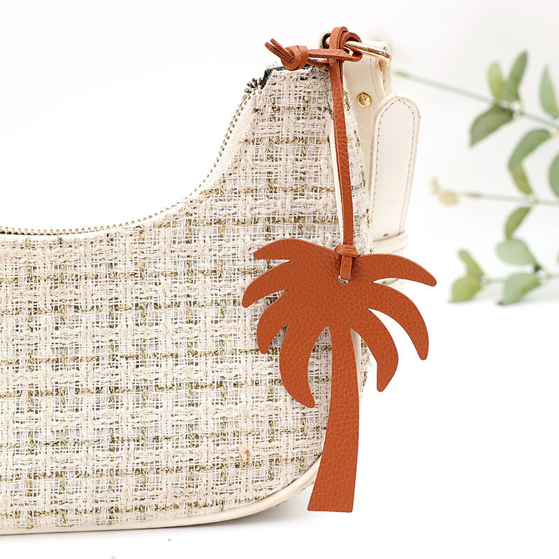 Tropical Palm Tree Keychain Bag Charm - Brown