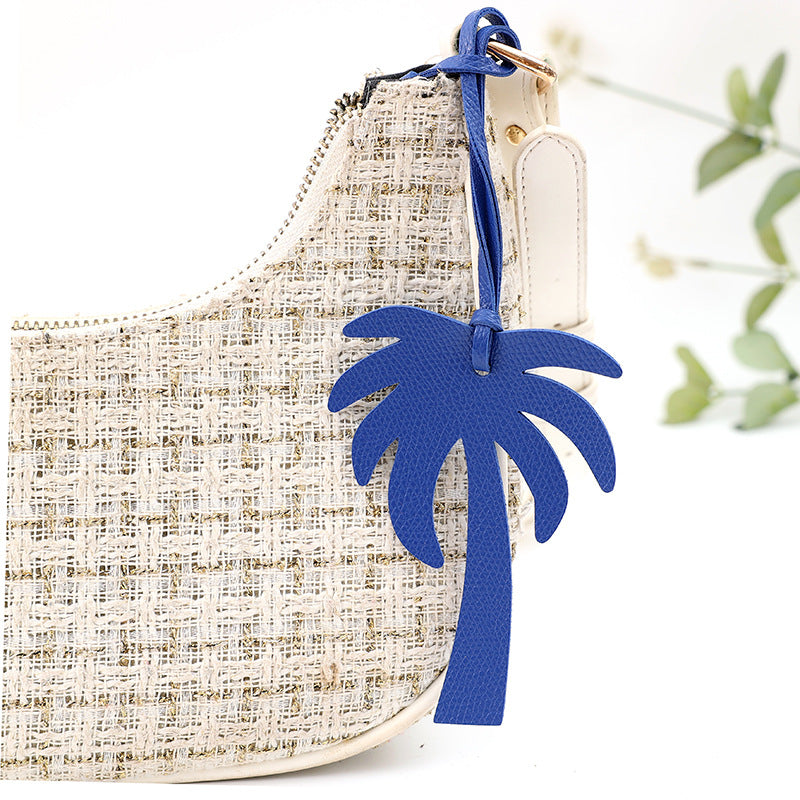 Tropical Palm Tree Keychain Bag Charm - DarkBlue