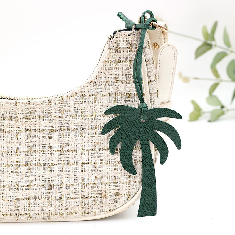 Tropical Palm Tree Keychain Bag Charm - DkGreen