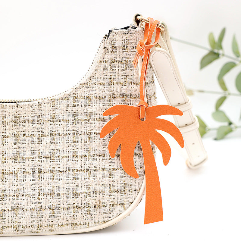 Tropical Palm Tree Keychain Bag Charm - Orange