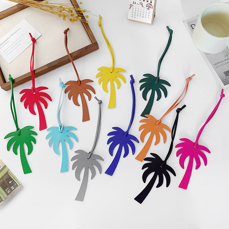 Tropical Palm Tree Keychain Bag Charm - Red