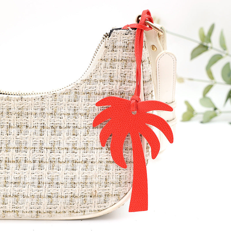 Tropical Palm Tree Keychain Bag Charm - Red - 1