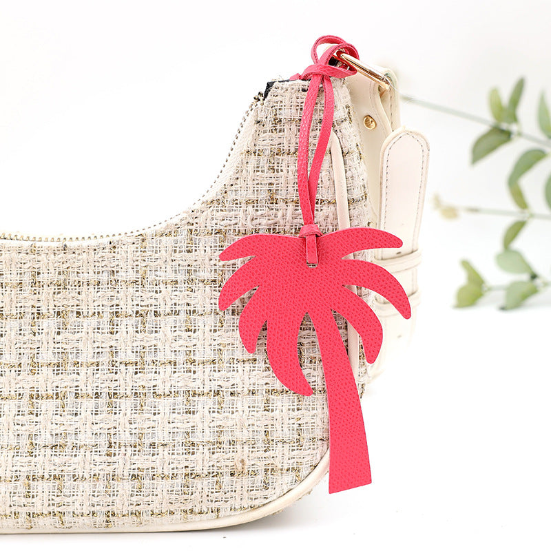 Tropical Palm Tree Keychain Bag Charm - RoseRed
