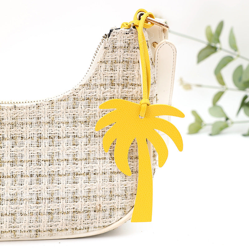 Tropical Palm Tree Keychain Bag Charm - Yellow