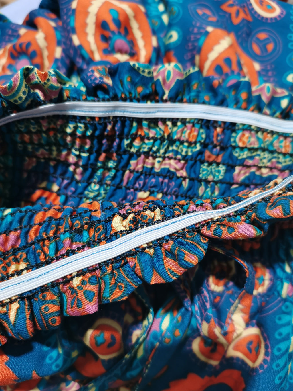 Boho Paisley Print Tiered Maxi Skirt - Blue - 4