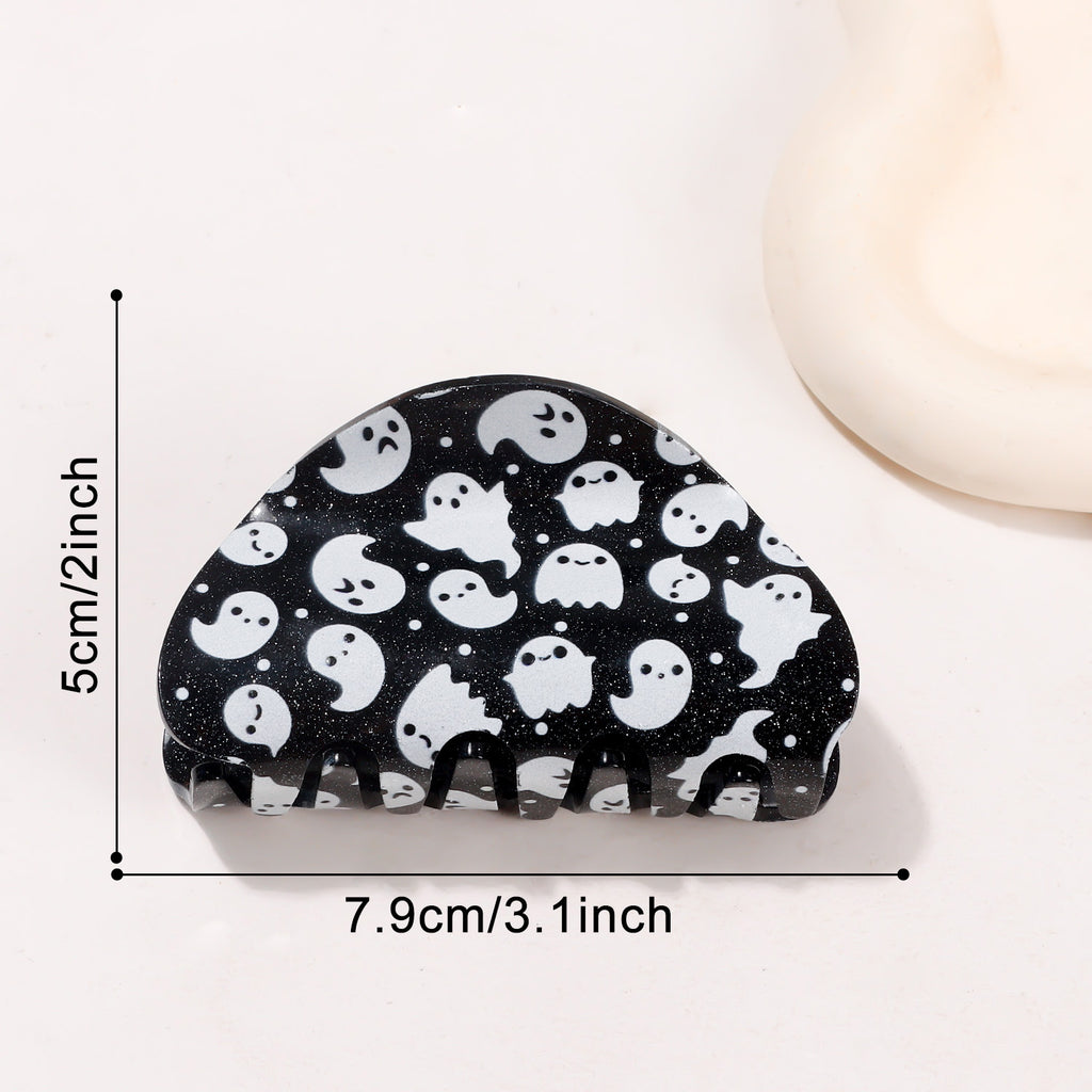 Spooky Ghost And Pumpkin Claw Clip - C1
