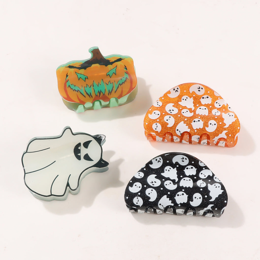 Spooky Ghost And Pumpkin Claw Clip